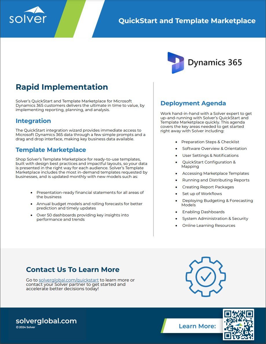 Quickstart Datasheet - Microsoft Dynamics 365