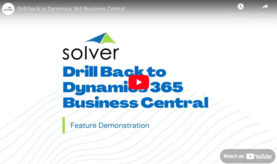 Solver Drill Back Feature Demo - Dynamics 365 Business Central